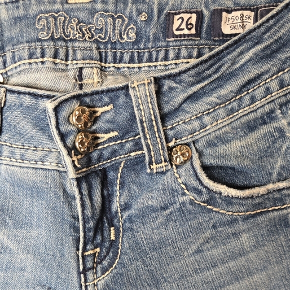 Miss Me Light Blue Skinny Jeans with Embellished Pockets - Picture 6 of 16